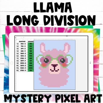 Preview of Long Division Practice Pixel Art Digital Mystery Picture Activity 4th 5th & 6th