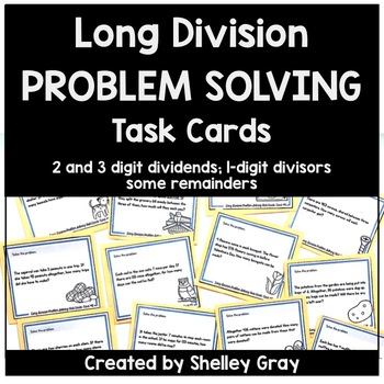 Preview of Long Division Problem Solving Task Cards - 2 and 3 by 1-digit, some remainders