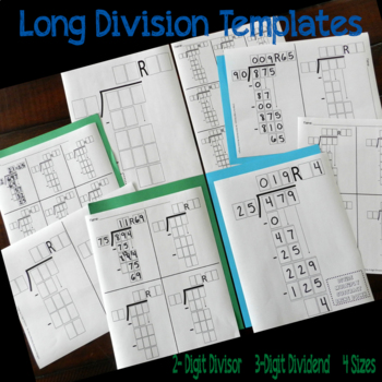 Preview of Long Division Problem Template 2-Digit Divisor 3-Digit Dividend (4 SIZES)
