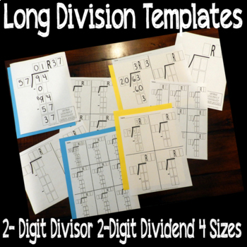 Preview of Long Division Problem Template 2 digit divisor 2 digit dividend (4 SIZES)