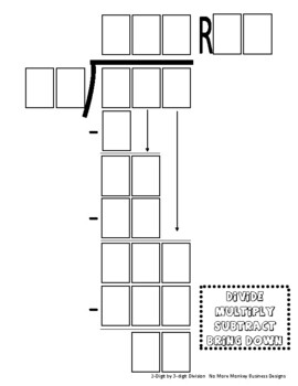 Preview of Long Division Problem Template Worksheet 2 digit divisor 3 digit dividend