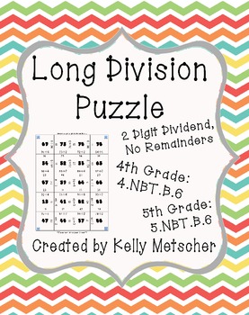 long division puzzle 2 digit dividend no remainders by kelly metscher