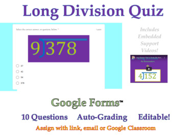 Preview of Long Division Quiz - Google Forms™ Assessment with Support Videos