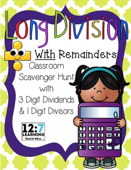 Preview of Long Division Scavenger Hunt with Remainders