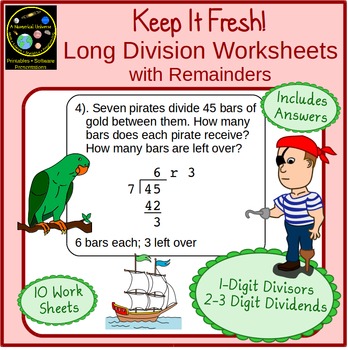 long division with remainders worksheets by a numerical universe