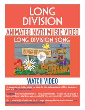 Preview of Long Division | FREE Poster, Worksheet, & Fun Video | 4th-5th Grade