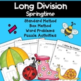 Long Division Spring Worksheets with and without Remainders