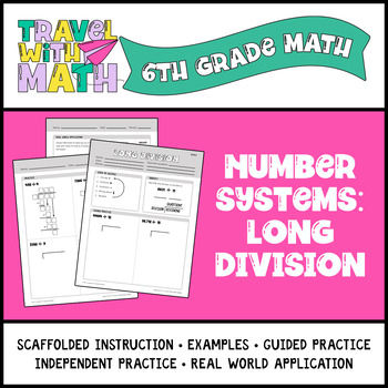 Preview of Long Division Standard Algorithm | Scaffolded Guided Notes & Application