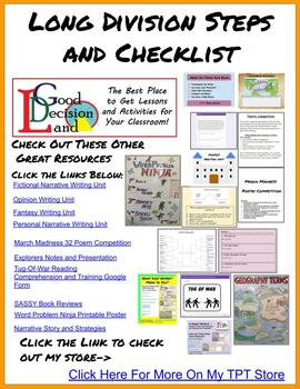 Preview of Long Division Steps and Checklist