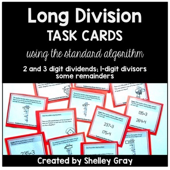 Preview of Long Division Task Cards - Standard Algorithm 