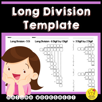 Preview of Long Division Template : 2,3,4,5,6-Digit By 1,2,3-Digit