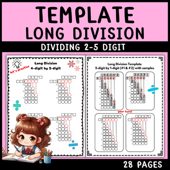 Preview of Long Division Template with and without Remainders | Math Practice Worksheets