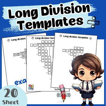 Preview of Long Division Templates by 1,2 digit - Math Clip Art.