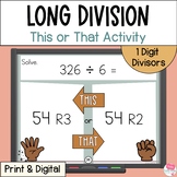 Long Division with 1 Digit Divisors for Practice and Revie