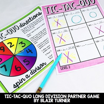 Preview of Long Division Tic-Tac-Quo Game: 4th Grade Math Centers 4.NBT.6