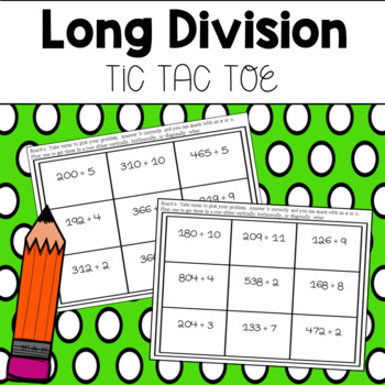 long division tic tac toe printable game by melaine crowder tpt