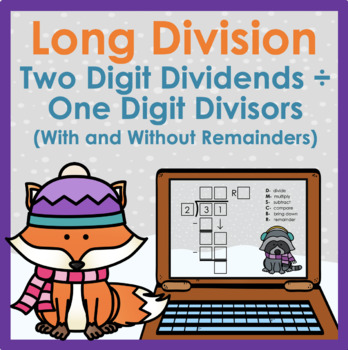 Preview of Long Division Two Digit Divided by One Digit, With Remainder Digital Boom Cards™