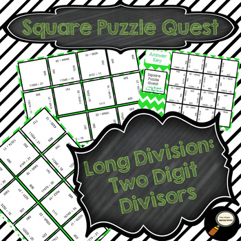 Preview of Long Division: Two Digit Divisor - Square Puzzle Quest