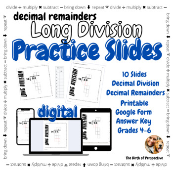 Preview of Long Division | Two-Digit Divisors | Decimal Remainders | Print & Digital
