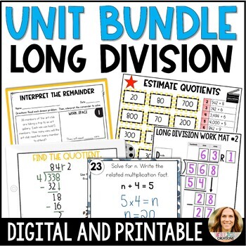 4th Grade Long Division Unit - Games, Activities, and Math Centers