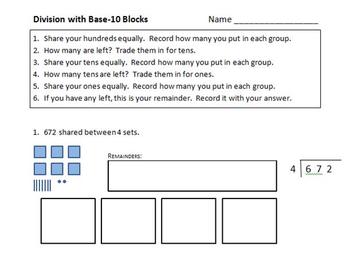Preview of Long Division Using Models (Manipulatives)