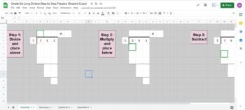 Preview of Long Division Walkthrough Step by Step Self Correcting