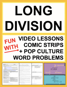 Preview of Long Division Word Problems - Pop Culture No Prep Lesson Plan