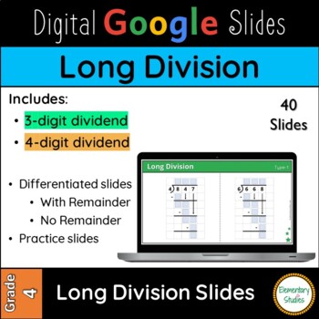 Long Division Worksheet and Digital Google Slides Bundle Pack | TPT