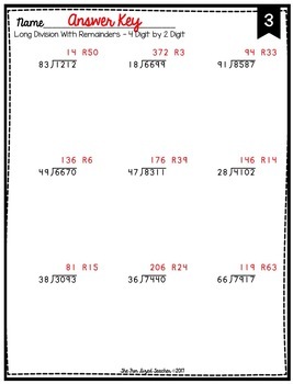 Long Division Worksheets | 4 Digit by 2 Digit Division | Distance Learning