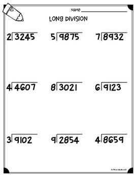 Long Division Worksheets (4.NBT.B6 & 5.NBT.B6) by Monica ...