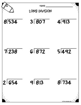 Preview of Long Division Worksheets - 4.NBT.B6 and 5.NBT.B6