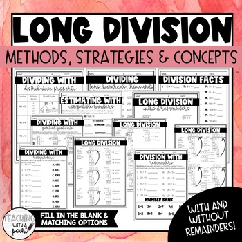 long division worksheets grade 4 teaching resources tpt
