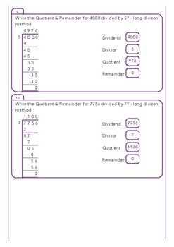 Long Division Worksheets - 5th Grade Math Activities | TpT
