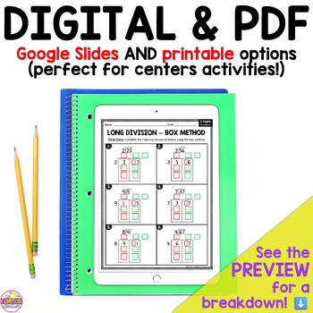 bundle box method of long division worksheets by the compton creative