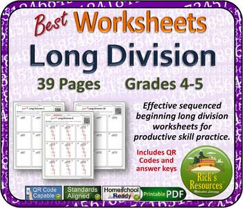 best long division worksheets beginning levels by rick s resources