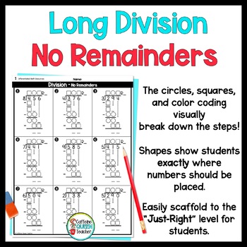 long division worksheets differentiated free by caffeine queen teacher