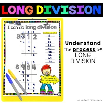 long division worksheets for beginners long division practice tpt