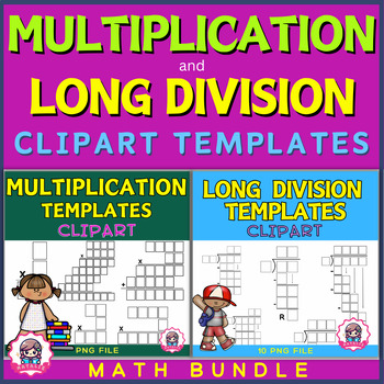 Preview of Long Division and Multiplication Learning Template Clipart | Math Bundle
