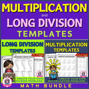 Preview of Long Division and Multiplication Learning Template | Math Bundle