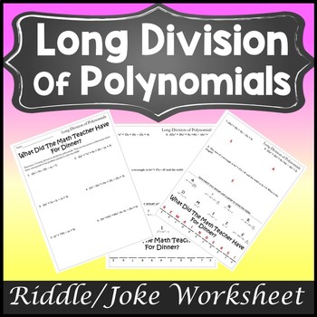 Preview of Polynomial Long Division Activity {Dividing Polynomials Activity Worksheet}