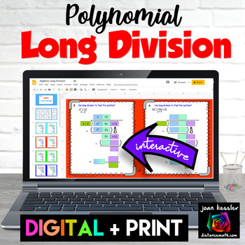 Preview of Polynomial Long Division Digital plus Printable