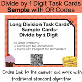 Long Division with 1 Digit Divisor Task Cards With QR Code