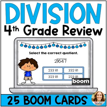 Preview of Divide by 1-Digit Numbers Digital Boom Cards - 4th Grade Math Review