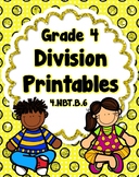 4th Grade Long Division with 1-Digit Divisors Worksheets