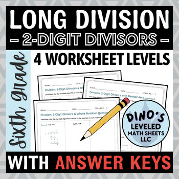 Preview of Long Division with 2-Digit Divisors – Differentiated Worksheets (4 Levels)