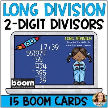 Preview of Long Division with 2 Digit Divisors Digital Boom Cards - Standard Algorithm