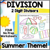 Long Division with 2 Digit Divisors - Summer Math Color by Number