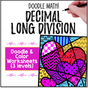 Preview of Long Division with Decimals Doodle & Color by Number Worksheets | Dividing