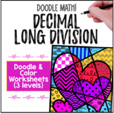 Long Division with Decimals Doodle & Color by Number Works