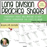 Long Division with Decimals Practice Sheets